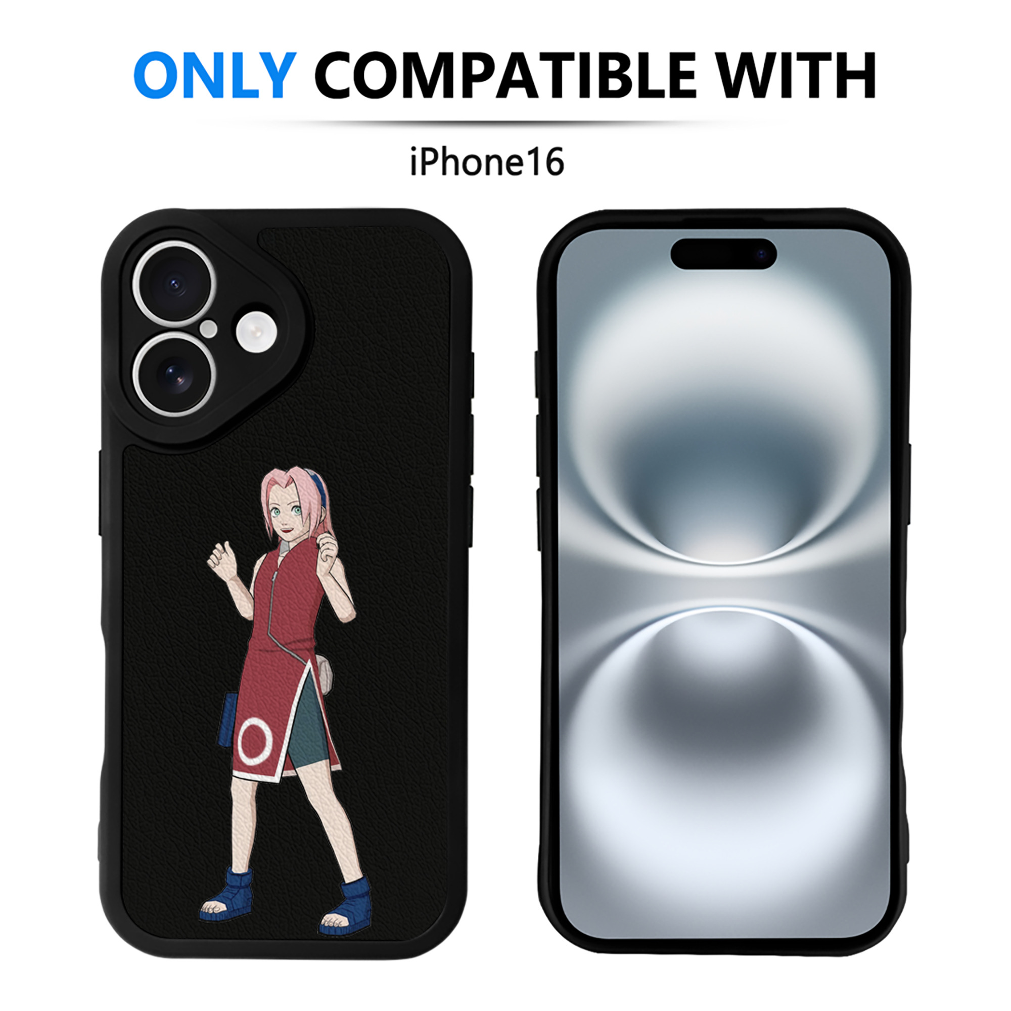 （画像用） NARUTO -ナルト- 春野サクラ Haruno Sakura 【iPhone 16シリーズ対応】シリコンスマホケース（レザー調） 材質：シリコン